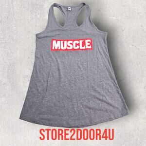 Next Level Tank Top Women's Sz Medium Gray Racerback Active Gym Exercise Workout